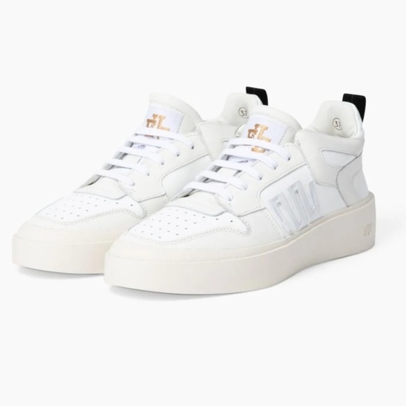 EsseUtEsse- White Mid Top La Guizza Designer Python Leather Sneakers - Picture 1 of 9